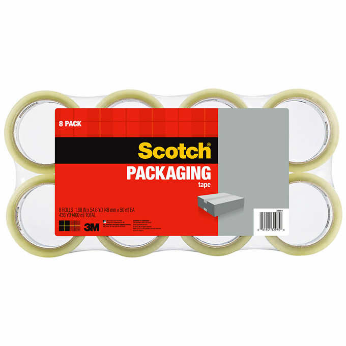 Scotch Packaging Tape, General Purpose, 1.88"W x 54.6 yds, 8 Count