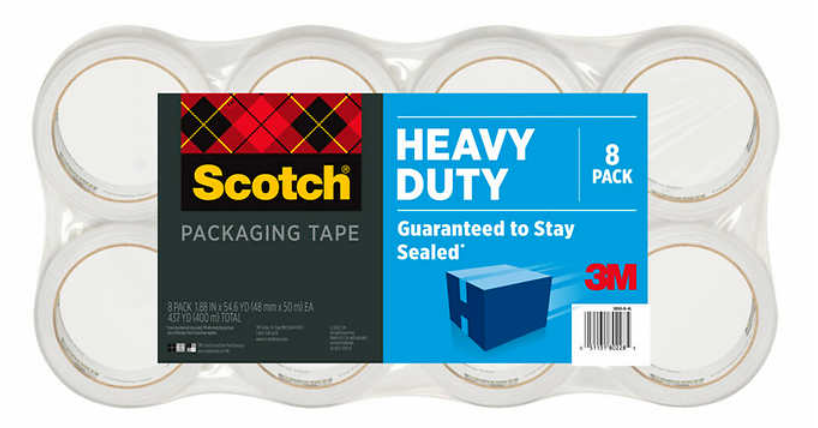 Scotch Packaging Tape, Heavy Duty, 1.88"W x 54.6 yds, 8 Count
