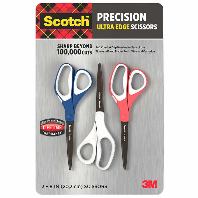 Scotch Precision Ultra Edge 8" Scissor, 3 Count