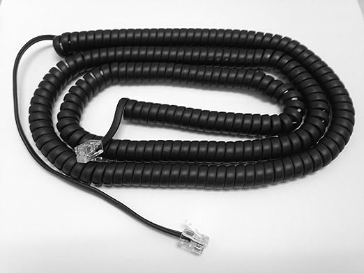 25ft Room Phone Handset Curly Cord Black